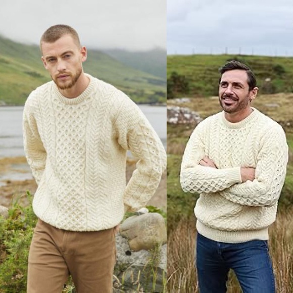 Aran Traditional Irish Wool Cable Knit Sweater - Picture 7 of 10